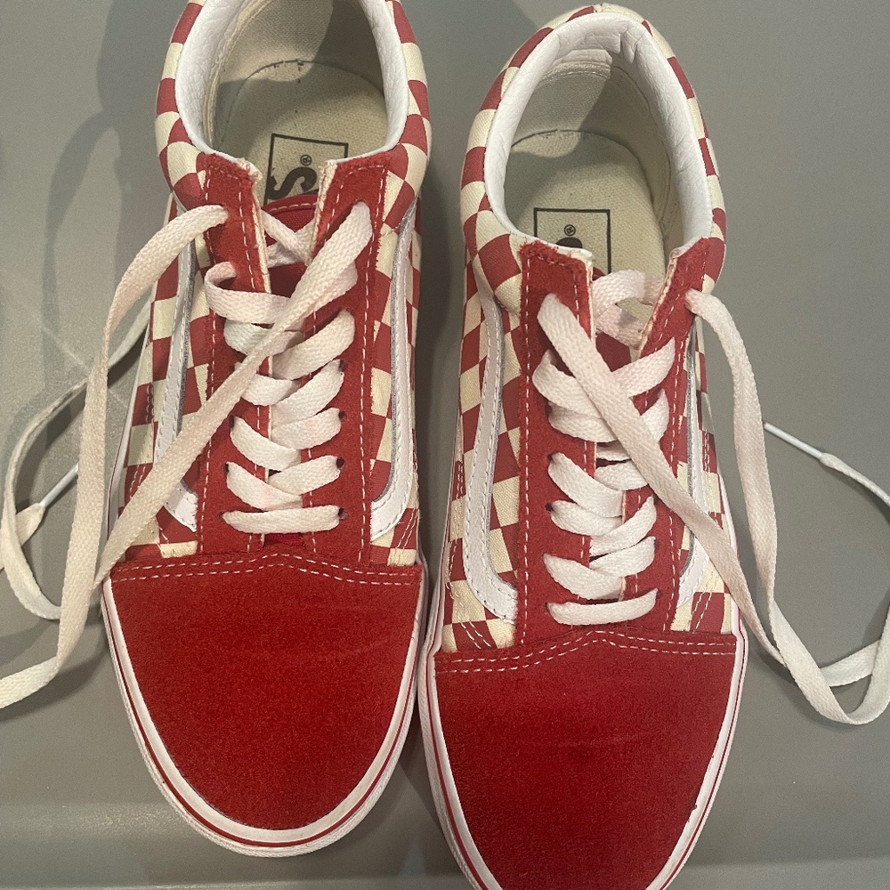 Red and white checkered Vans great condition. Women's size 7/Men's 5.5